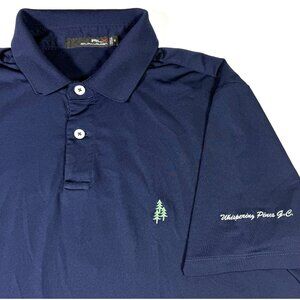 RLX Ralph Lauren Mens Polo Shirt Whispering Pines Golf Club Sz Medium Navy Blue